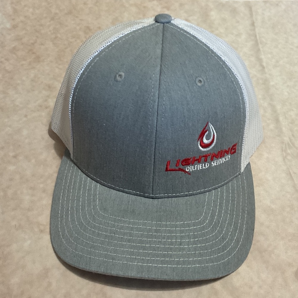 Gray and White Lightning Oilfield Services Cap